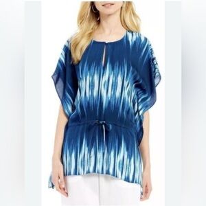 Tommy Bahama Tie Dye Blue cover up cinch waist size L